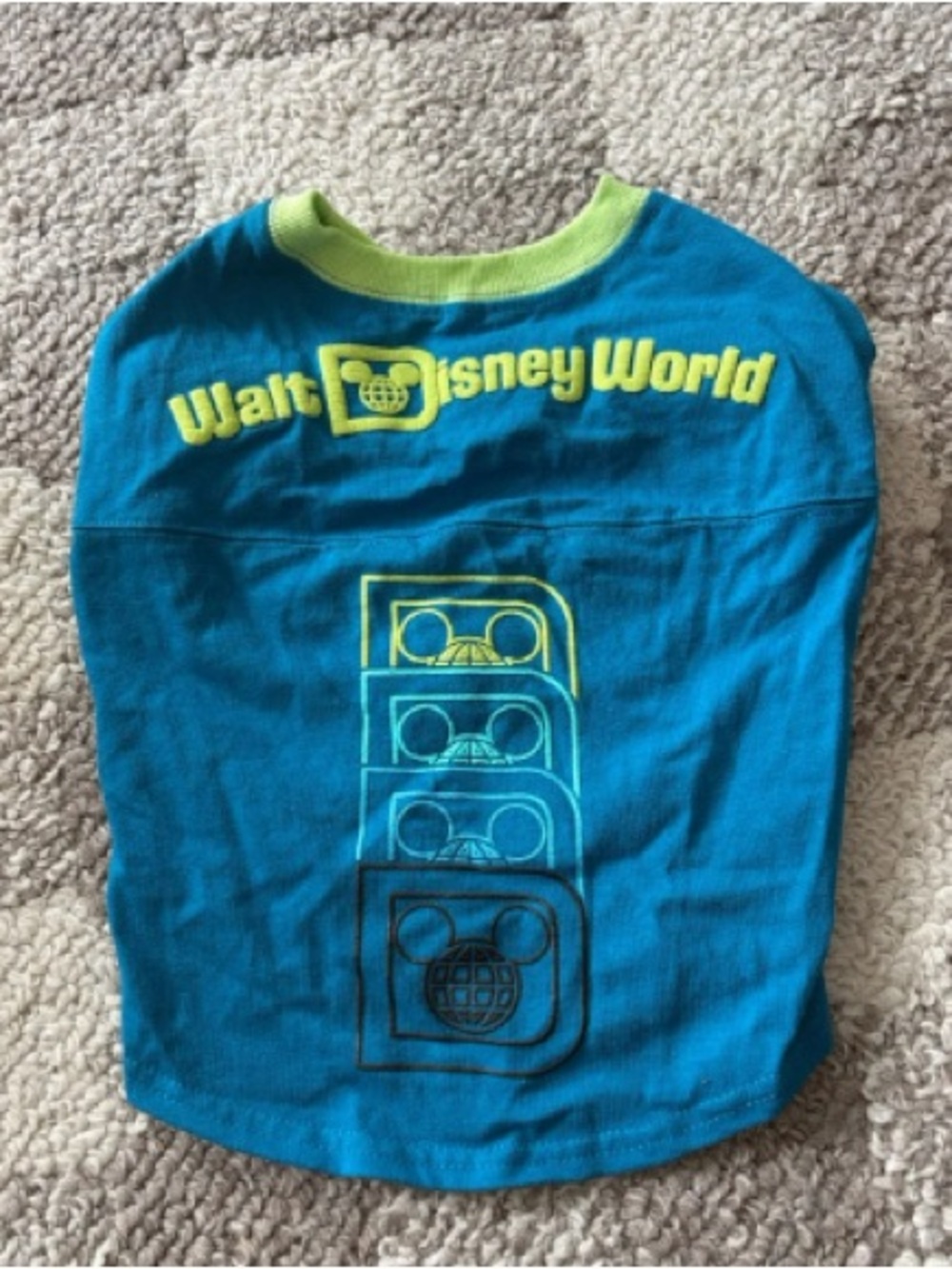 Disney Teal and Neon Yellow Walt Disney World Kids Tee